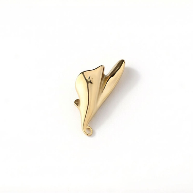 18K Gold PVD Plated Stainless Steel Abstract Fluid Charm