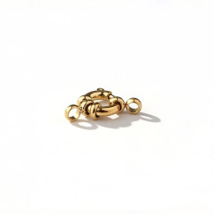 18K Gold PVD Plated Stainless Steel Spring Ring Clasp with Connectors