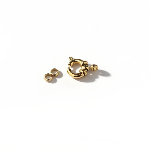 18K Gold PVD Plated Stainless Steel Spring Ring Clasp with Connectors