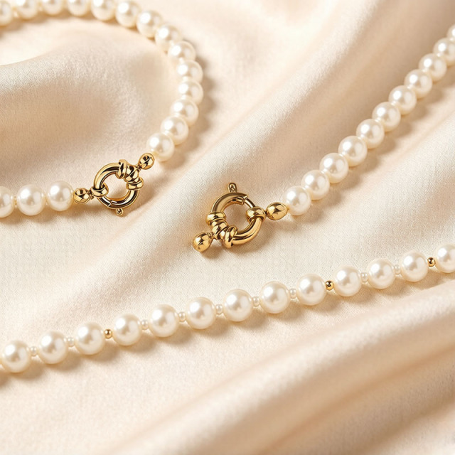 18K Gold PVD Plated Stainless Steel Spring Ring Clasp with Connectors