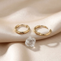 18K Gold PVD Plated Stainless Steel Round Huggie Hoop Earrings