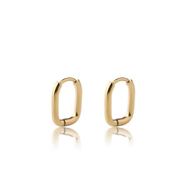 18K Gold PVD Plated Stainless Steel Square Huggie Hoop Earrings