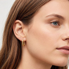 18K Gold PVD Plated Stainless Steel Square Huggie Hoop Earrings