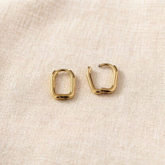 18K Gold PVD Plated Stainless Steel Square Huggie Hoop Earrings