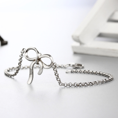 925 Sterling Silver Rolo Chain Big Bow Bracelets