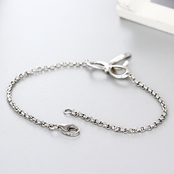925 Sterling Silver Rolo Chain Big Bow Bracelets