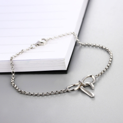 925 Sterling Silver Rolo Chain Big Bow Bracelets