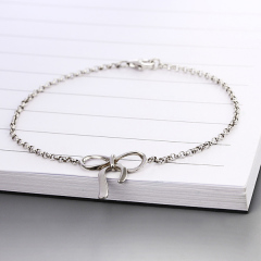 925 Sterling Silver Rolo Chain Big Bow Bracelets