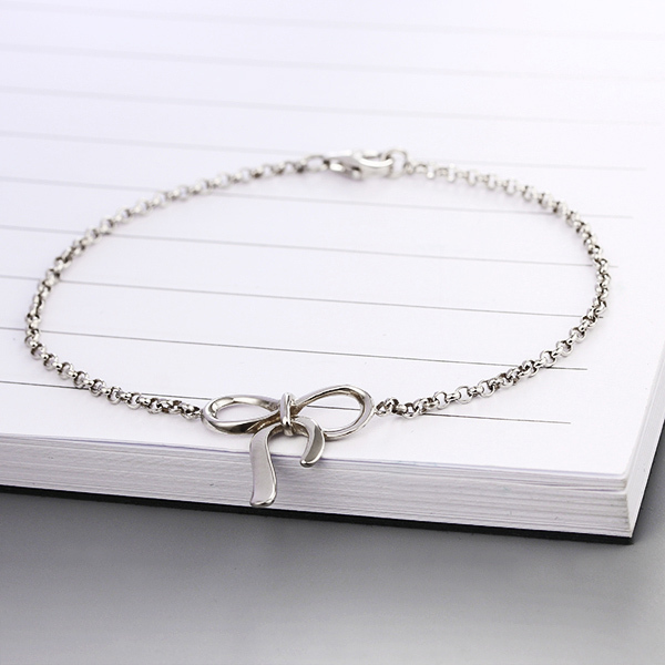 925 Sterling Silver Rolo Chain Big Bow Bracelets