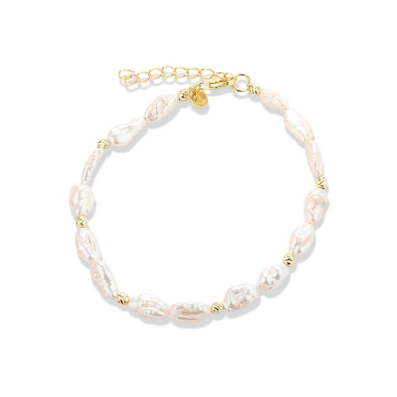 925 Sterling Silver Baroque Pearl  Bracelet