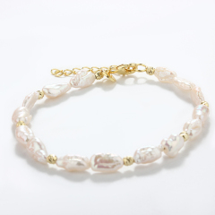925 Sterling Silver Baroque Pearl  Bracelet