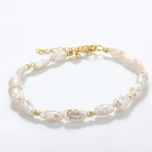 925 Sterling Silver Baroque Pearl  Bracelet