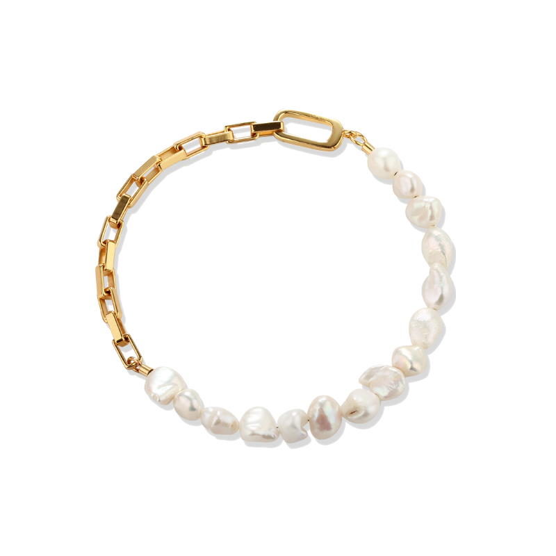 925 Sterling Silver Baroque Bracelet With Link Clasp