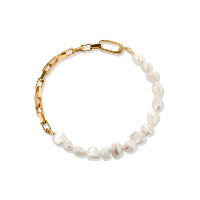 925 Sterling Silver Baroque Bracelet With Link Clasp