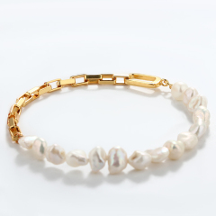 925 Sterling Silver Baroque Bracelet With Link Clasp
