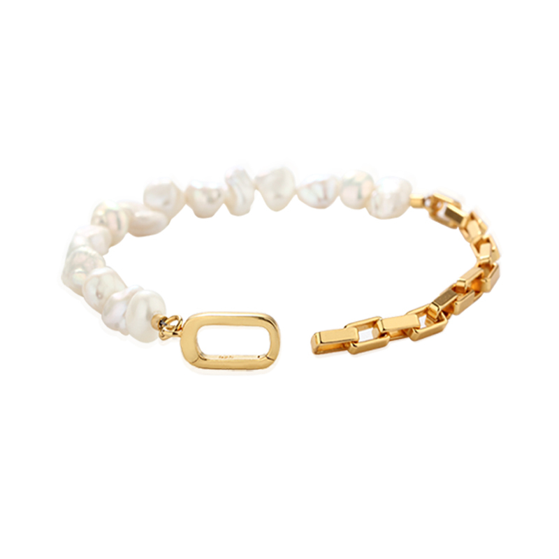 925 Sterling Silver Baroque Bracelet With Link Clasp