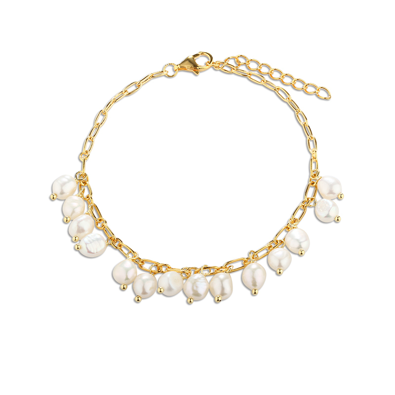 925 Sterling Silver Baroque Pearl Bracelet