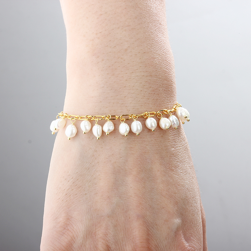 925 Sterling Silver Baroque Pearl Bracelet