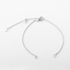 925 Sterling Silver Rolo Chain Open Bracelet with Slider Extender Chain