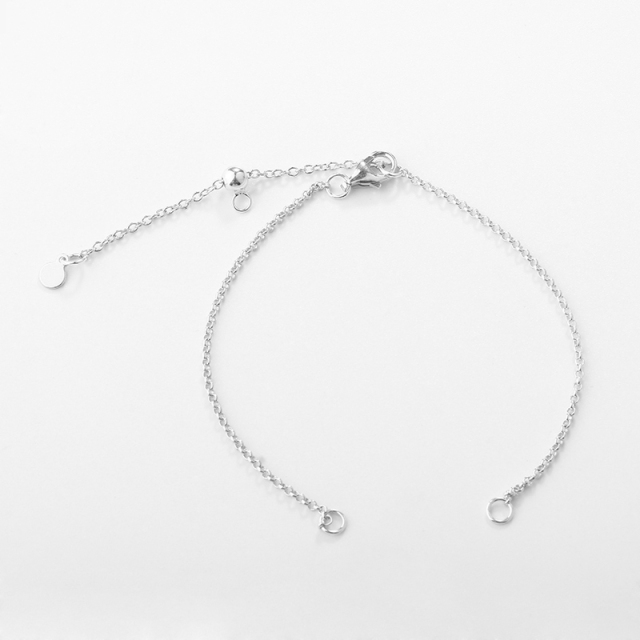 925 Sterling Silver Rolo Chain Open Bracelet with Slider Extender Chain