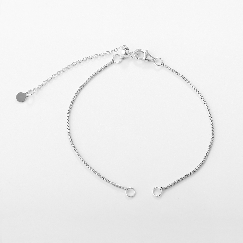 925 Sterling Silver Round Box Chain Open Bracelet with Slider Extender Chain