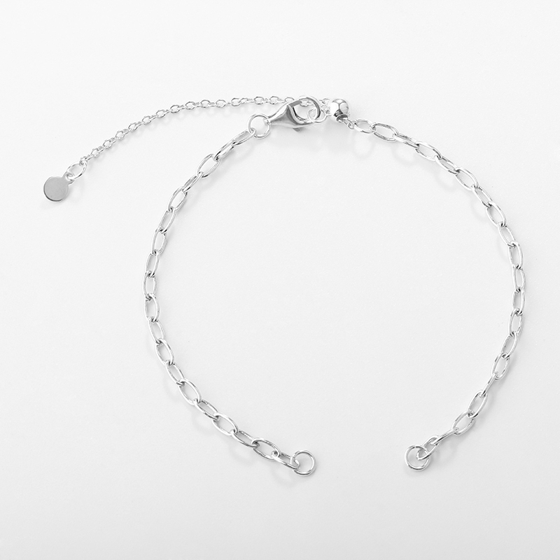 925 Sterling Silver Paperclip Chain Open Bracelet with Slider Extender Chain