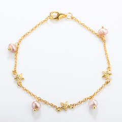925 Sterling Silver Star and Pearl Bracelet