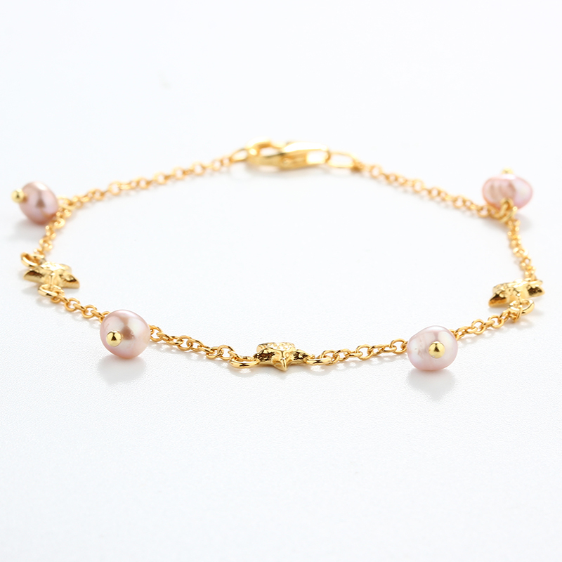 925 Sterling Silver Star and Pearl Bracelet