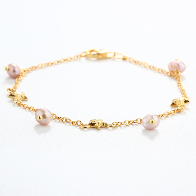 925 Sterling Silver Star and Pearl Bracelet