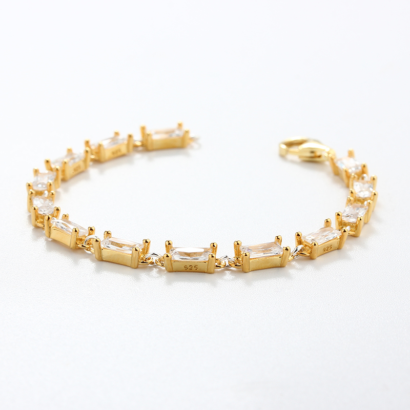 925 Sterling Silver Square CZ Bracelet