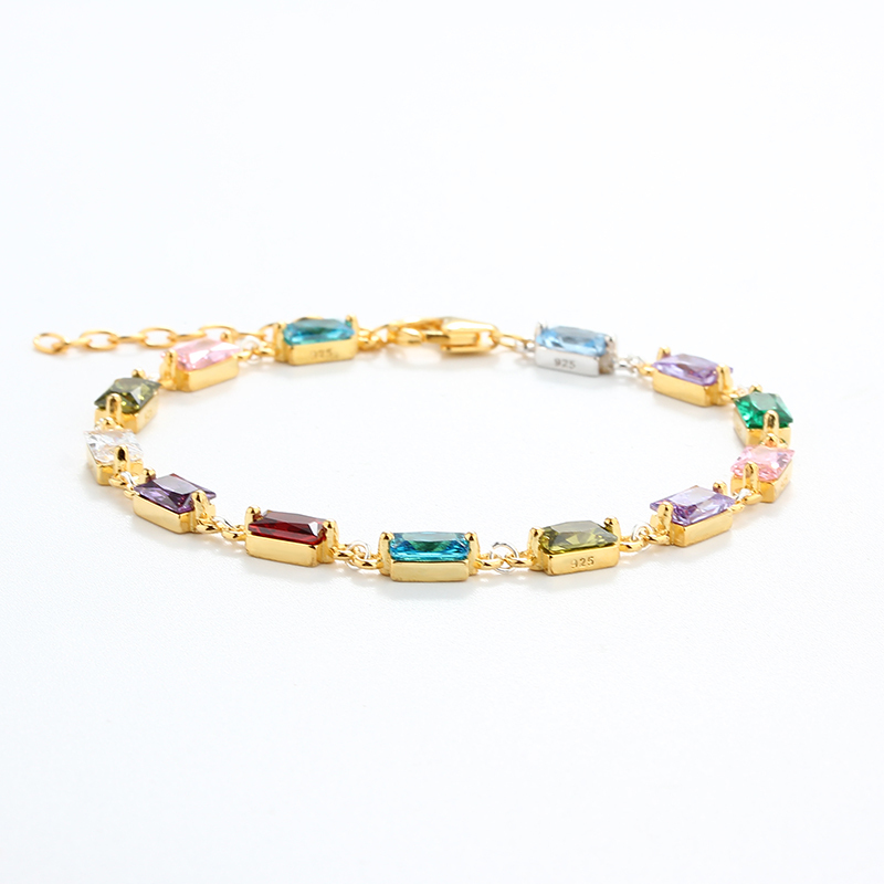 925 Sterling Silver Square 4*6mm CZ Bracelet