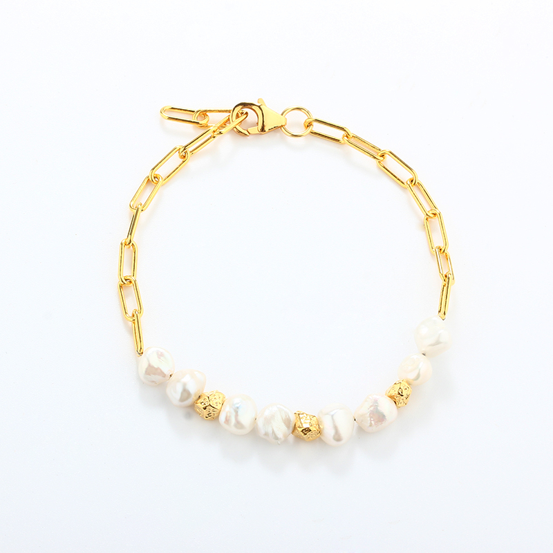 925 Sterling Silver Baroque Pearl Bracelet