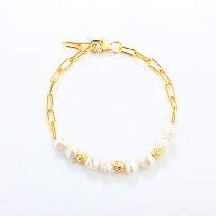 925 Sterling Silver Baroque Pearl Bracelet