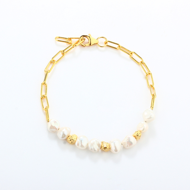 925 Sterling Silver Baroque Pearl Bracelet