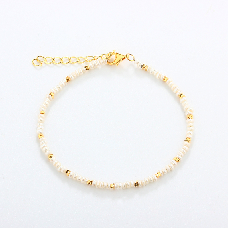 925 Sterling Silver Mini Round Pearl Bracelet