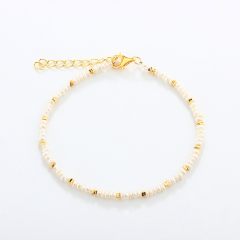 925 Sterling Silver Mini Round Pearl Bracelet