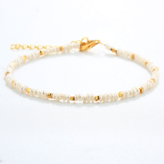 925 Sterling Silver Mini Round Pearl Bracelet