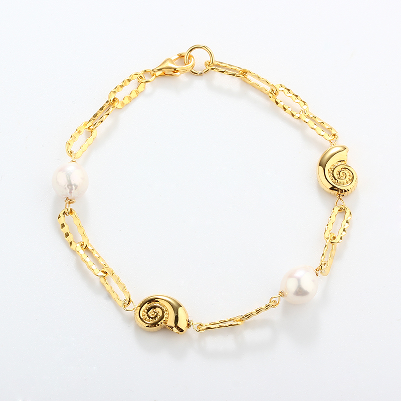 925 Sterling Silver Shell Baroque Pearl Bracelet