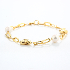 925 Sterling Silver Shell Baroque Pearl Bracelet