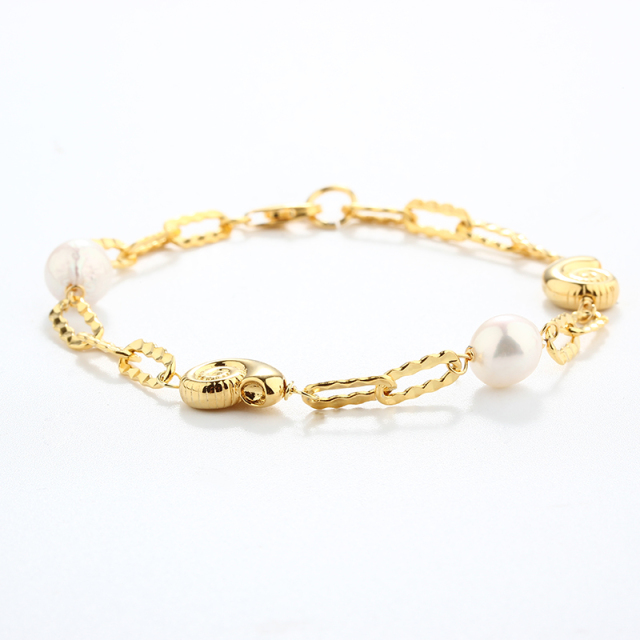 925 Sterling Silver Shell Baroque Pearl Bracelet