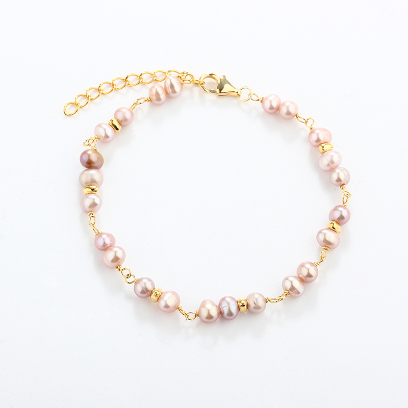 925 Sterling Silver Pink Pearl Bracelet