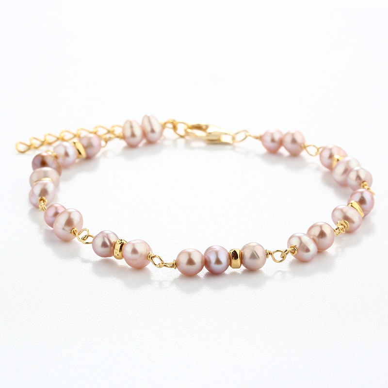 925 Sterling Silver Pink Pearl Bracelet