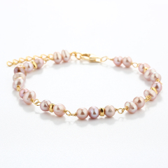 925 Sterling Silver Pink Pearl Bracelet