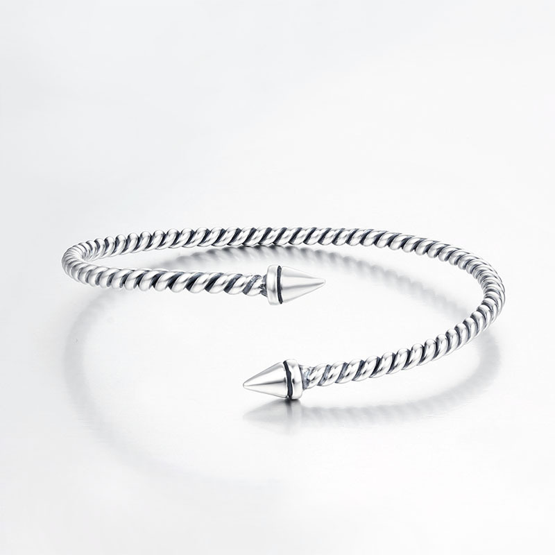 925 Sterling Silver Minimalist Screw Cuff Bracelet Bangles