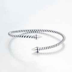 925 Sterling Silver Minimalist Screw Cuff Bracelet Bangles