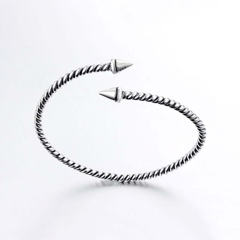 925 Sterling Silver Minimalist Screw Cuff Bracelet Bangles