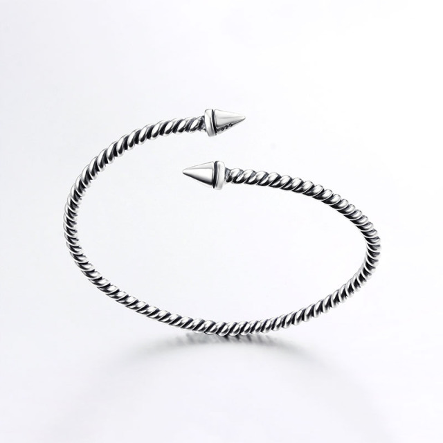 925 Sterling Silver Minimalist Screw Cuff Bracelet Bangles