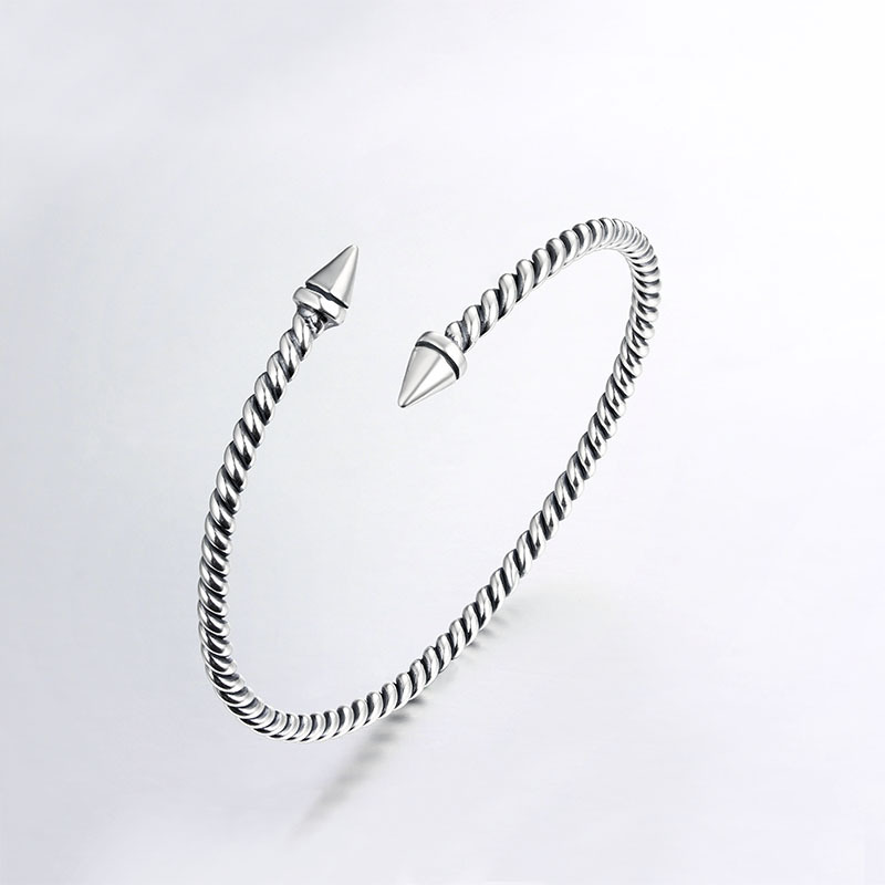 925 Sterling Silver Minimalist Screw Cuff Bracelet Bangles