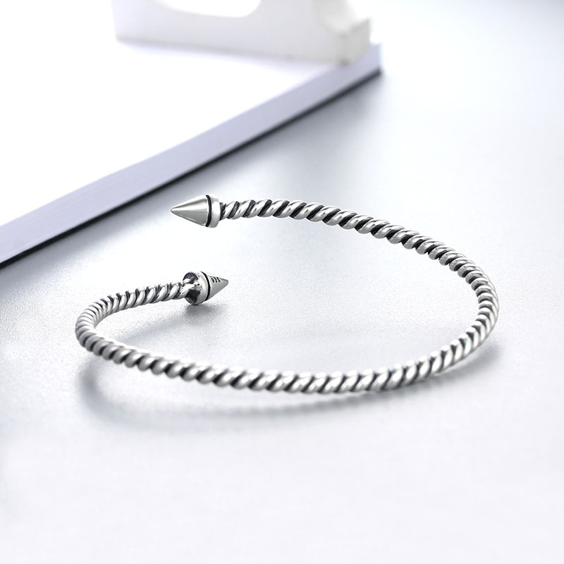 925 Sterling Silver Minimalist Screw Cuff Bracelet Bangles