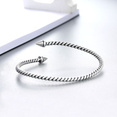 925 Sterling Silver Minimalist Screw Cuff Bracelet Bangles